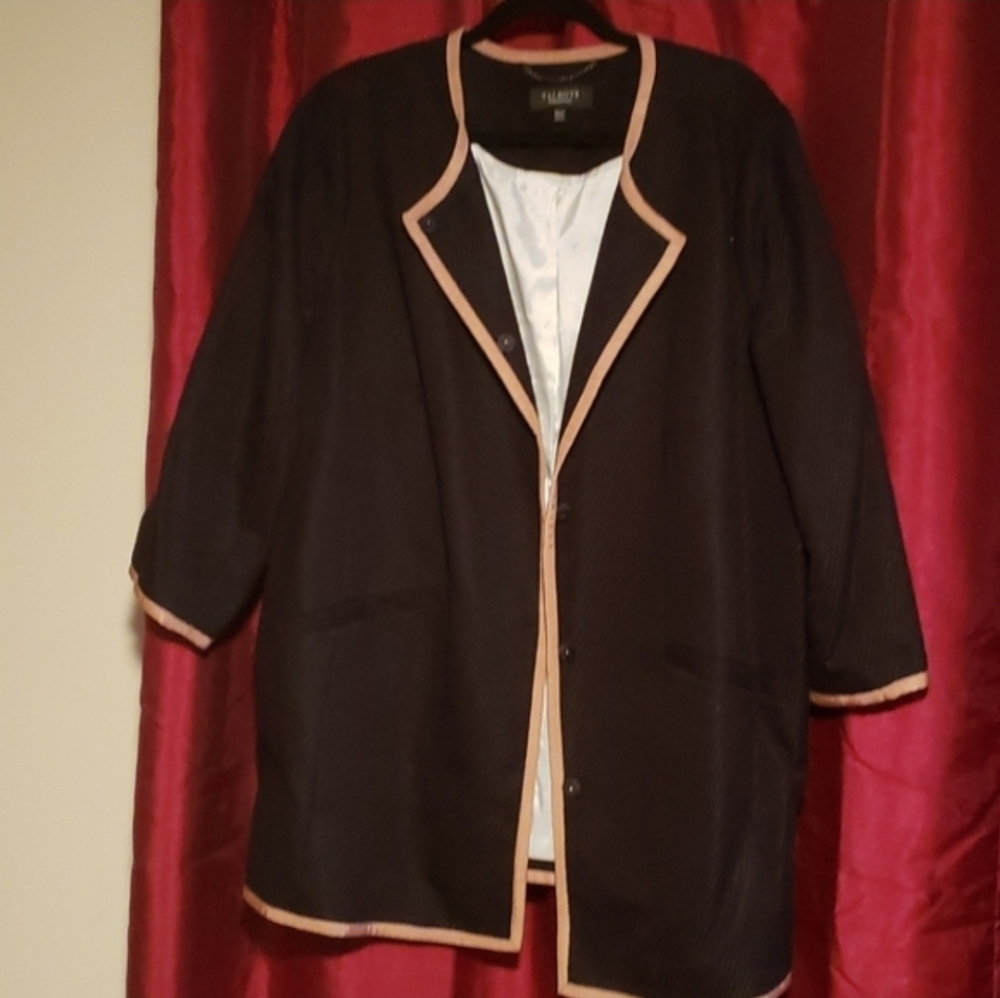 Talbots Black Pea Coat with Tan Trim 20wp